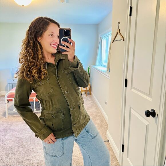 Anthropologie Green Cotton Knit Jacquard Mixed Media Jacket Small - Picture 2 of 16